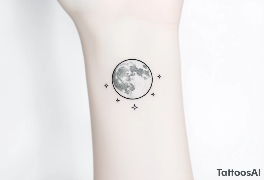 Full moon with stars tattoo idea