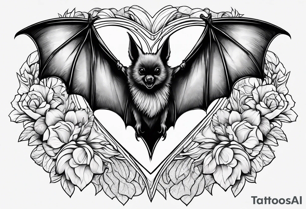 bat with hearts, simple tattoo idea
