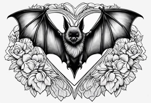 bat with hearts, simple tattoo idea