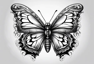 a butterfly with a knife tattoo idea