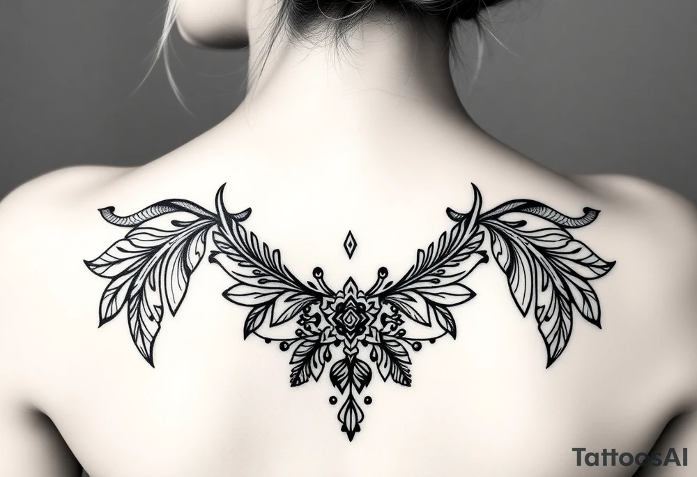 spiritual feathers ornamental mandala shaman tattoo idea