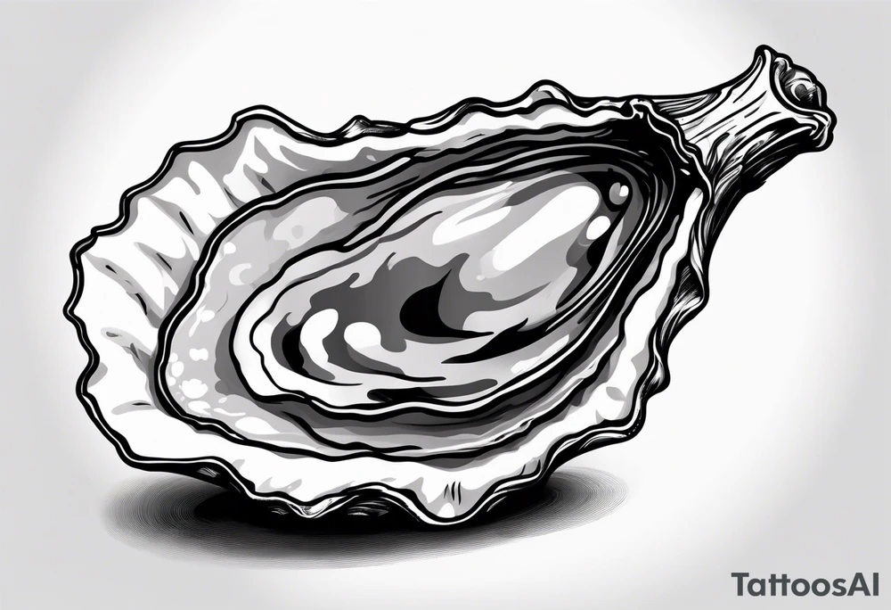 single oyster with minimal detail tattoo idea