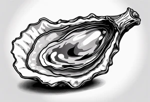 single oyster with minimal detail tattoo idea
