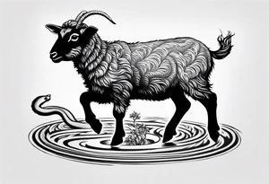 Tattoo of lamb stomping on a snake tattoo idea