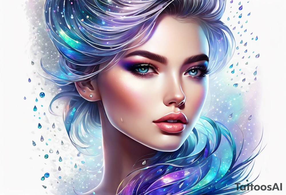 Holographic glitter rain wind crystal tower dazzling sparkle breathtaking wispy galaxy tattoo idea