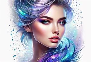 Holographic glitter rain wind crystal tower dazzling sparkle breathtaking wispy galaxy tattoo idea