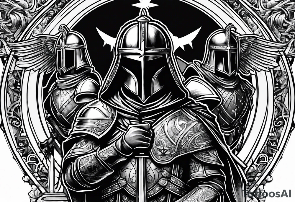 Christian church with templar knights tattoo idea