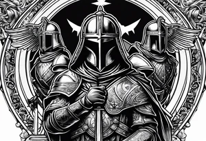 Christian church with templar knights tattoo idea