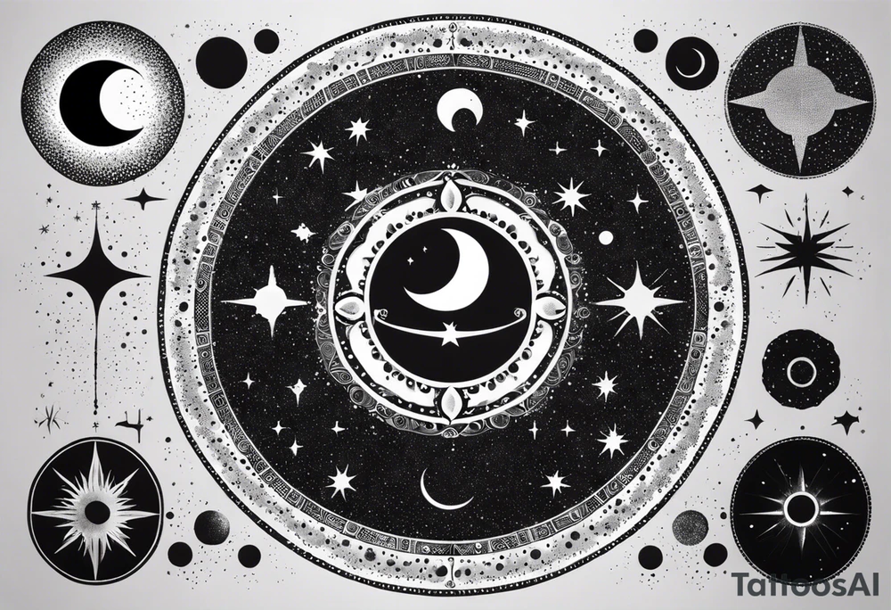 Astrology, Cancer & Aquarius, Natal Chart, angelic, vision, yin yang, the moon, the sun, Uranus, Pluto, spiritual third eye, mystical armband tattoo idea