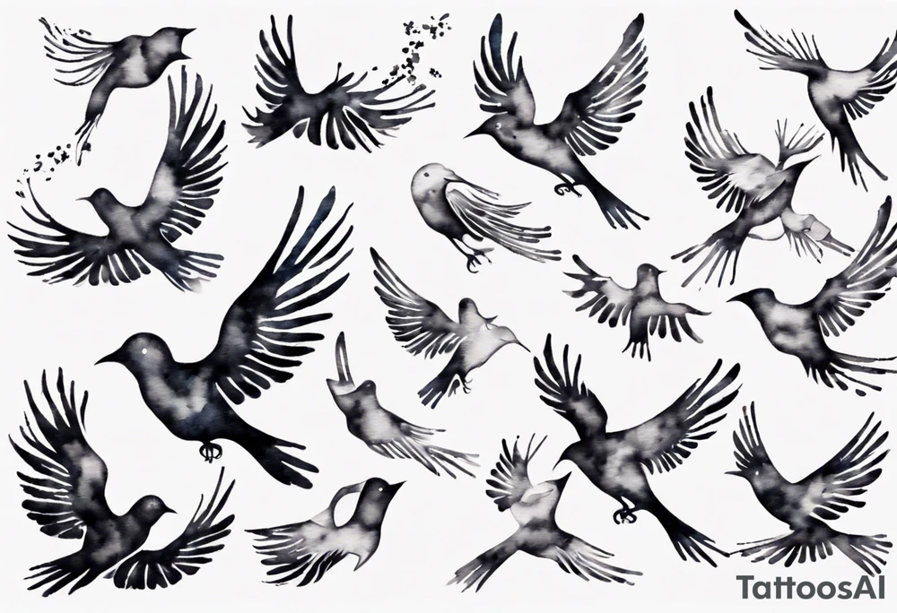 composition with birds flying free, puzzle piece tattoo idea composition with birds flying free, puzzle piece tattoo idea