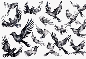 composition with birds flying free, puzzle piece tattoo idea