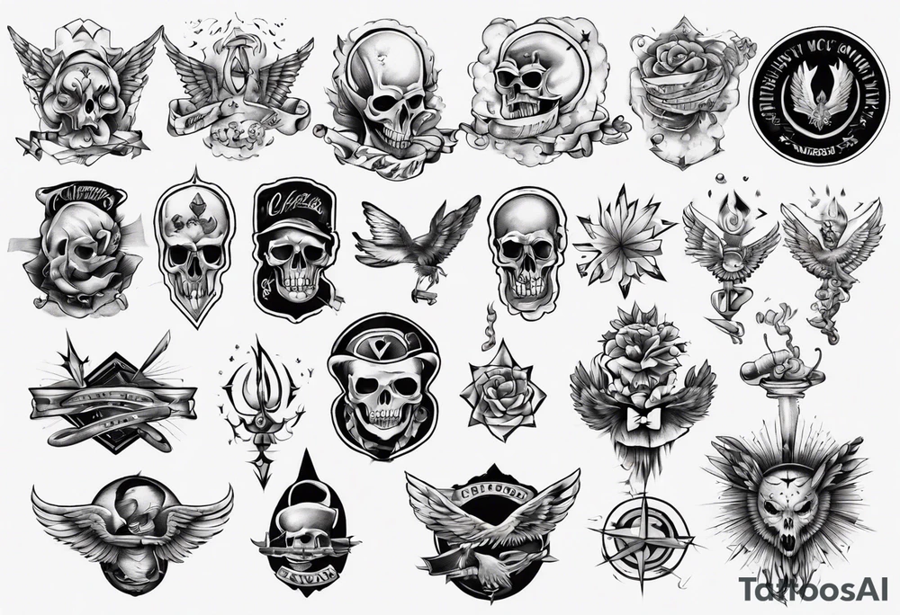 Different old-school-style tattoos tattoo idea