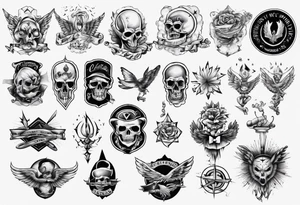 Different old-school-style tattoos tattoo idea