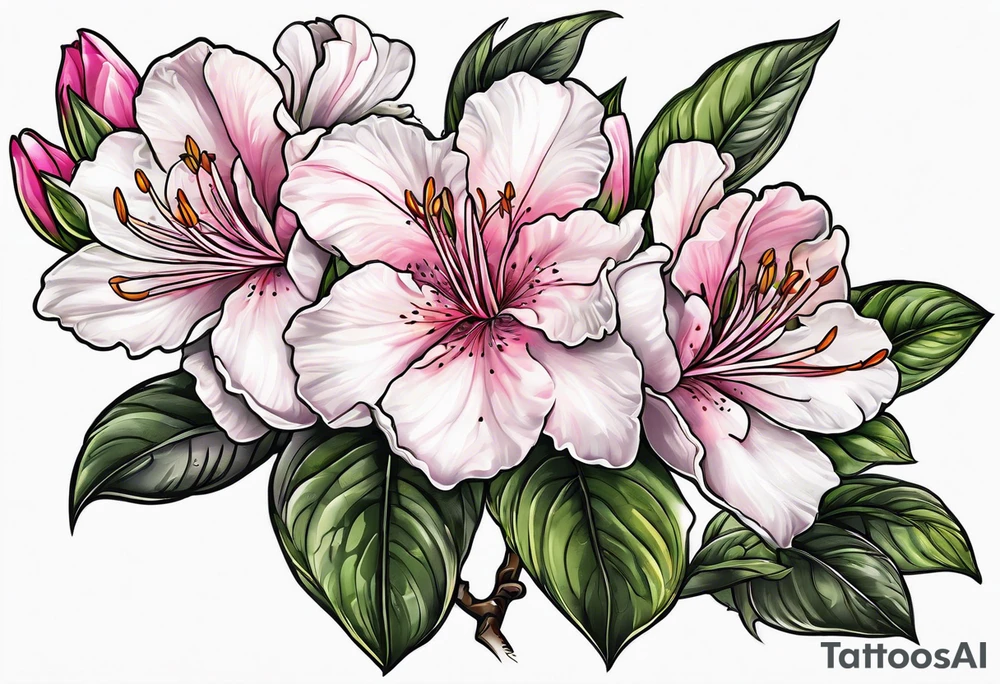 2 azalea flowers with branch tattoo idea