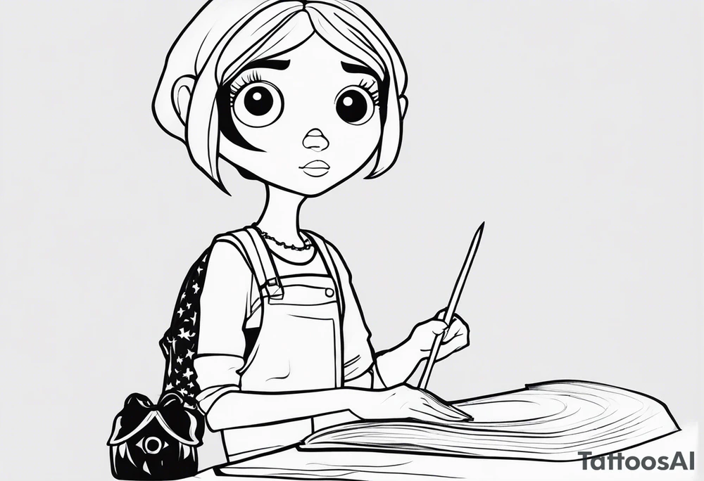 Coraline dool cartoon tattoo idea