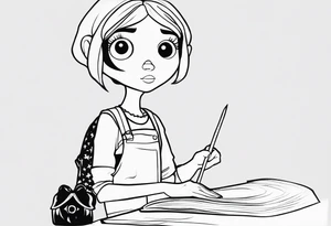 Coraline dool cartoon tattoo idea