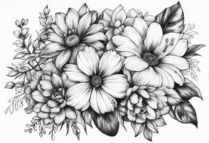 flower bouquet tattoo idea