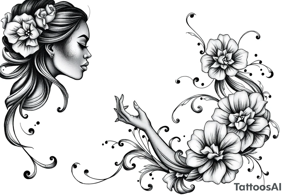 black woman stepping into a stronger, wiser version of yourself tattoo idea