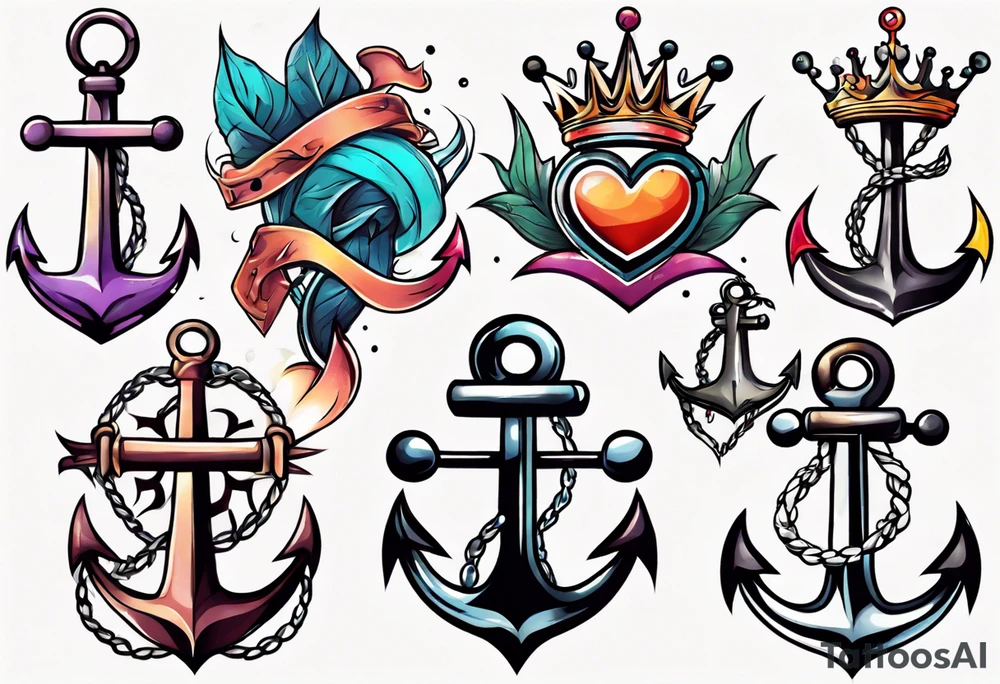 Anchor with a crown on top tattoo idea