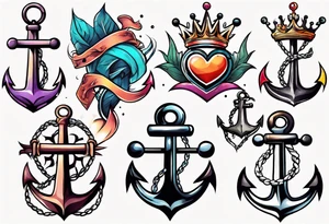 Anchor with a crown on top tattoo idea
