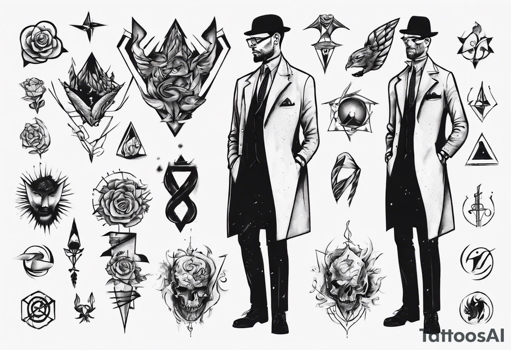 A man wearing a suit and an overcoat tattoo idea
