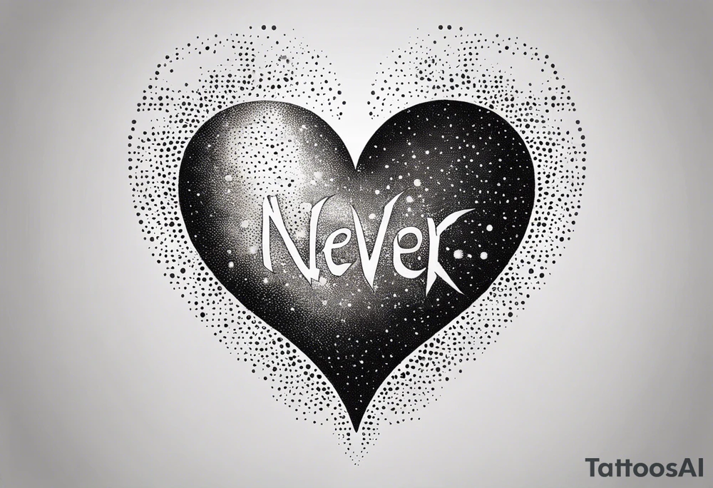 Broken Heart that says Never Say Never tattoo idea