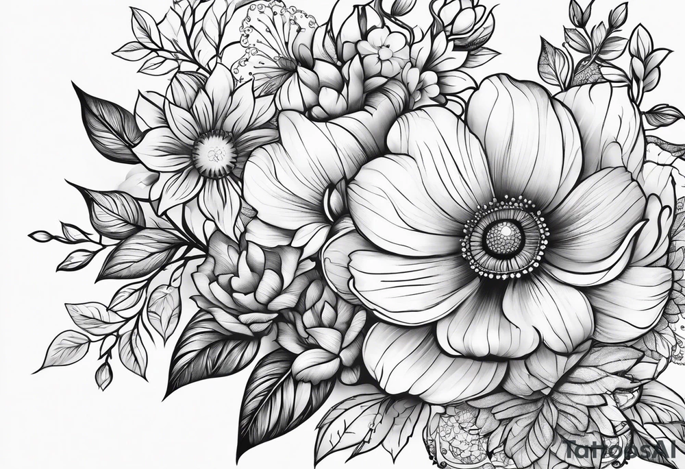 lace flowers tattoo idea