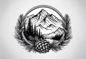 Pinecone, mountains tattoo idea