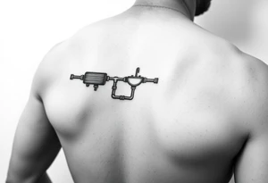 tatto with horizontal system of piping coming from a sink down a forearm tattoo idea