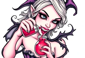 Female grim drinks death potion to get power tattoo idea