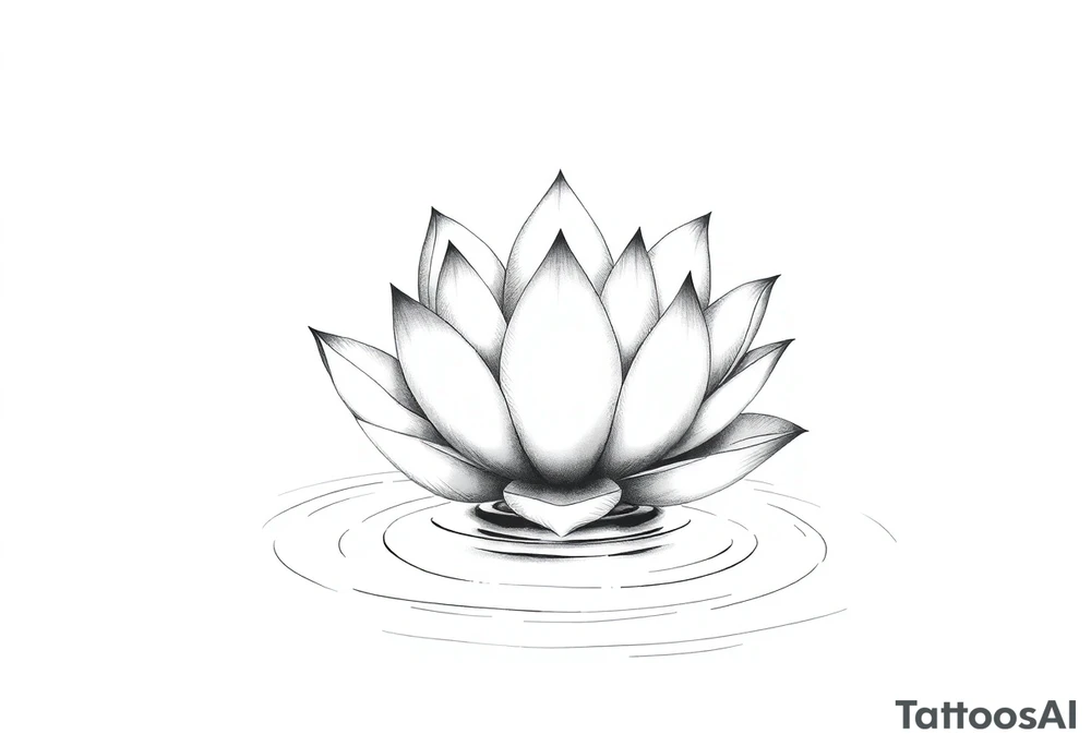 serene lotus flower emerging from sacred waters with ripples tattoo idea