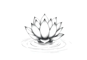 serene lotus flower emerging from sacred waters with ripples tattoo idea