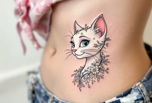 This tattoo of Marie in creamy white with pink details is pure The Aristocats magic. tattoo idea