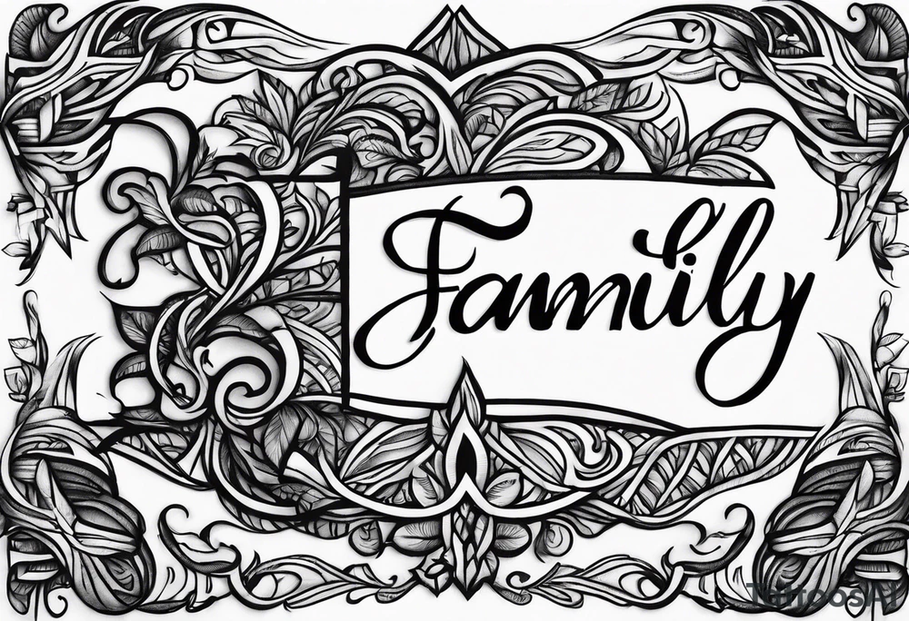 Text "family" formed by roots tattoo idea