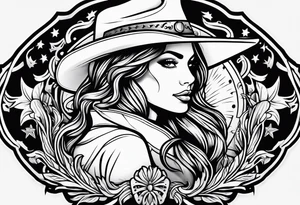 American traditional cowgirl tattoo idea