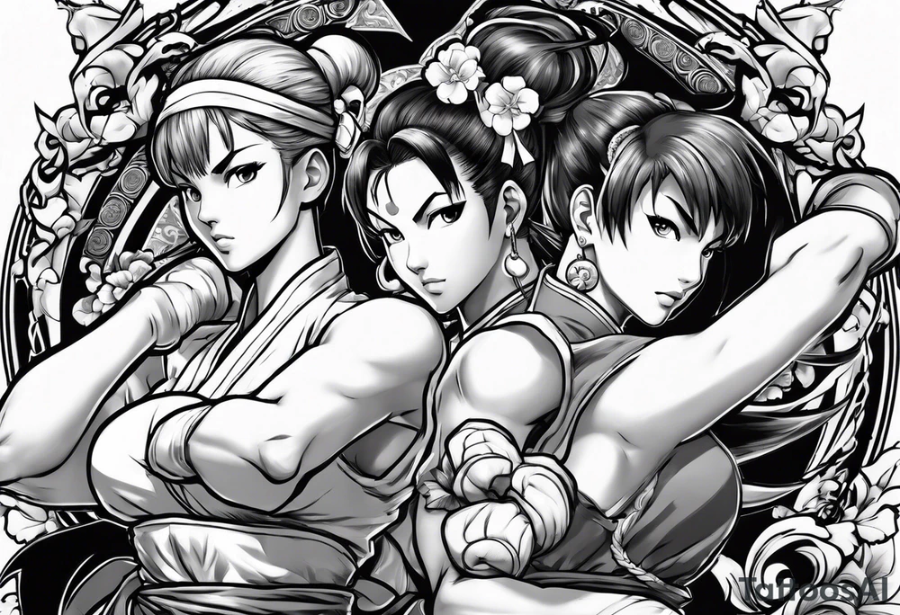 street fighter 3 makoto versus chun li fighting tattoo idea