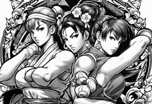 street fighter 3 makoto versus chun li fighting tattoo idea