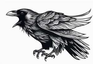 black raven roaring in the sky tattoo idea