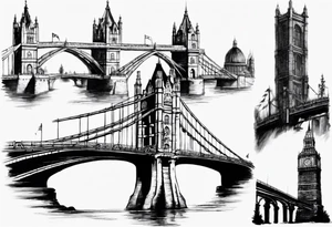 a bridge linking the top floor of two towers together tattoo idea