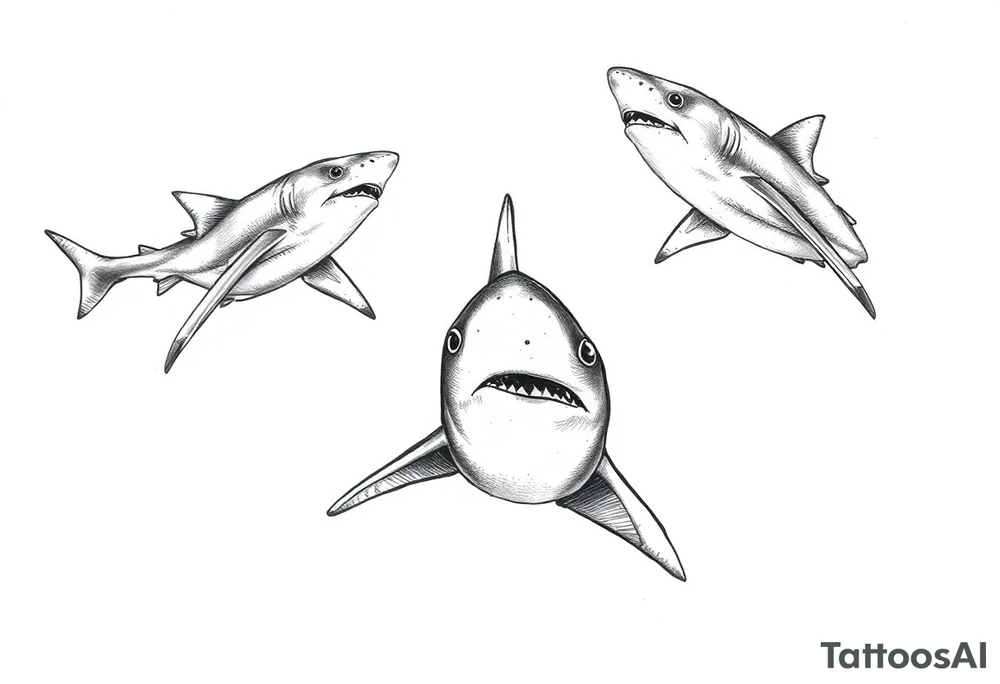 school of sharks from an above view tattoo idea