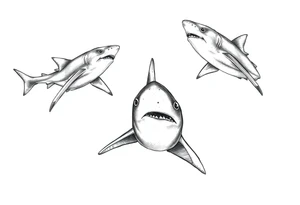 school of sharks from an above view tattoo idea
