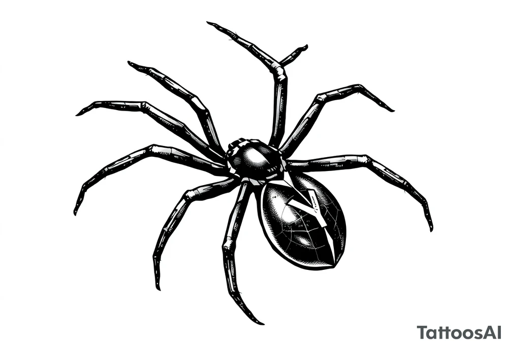 Black widow Spider crawling down sideways with the letter Y on the body of the spider tattoo idea