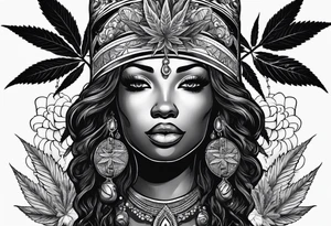 Black Goddess of marijuana tattoo idea
