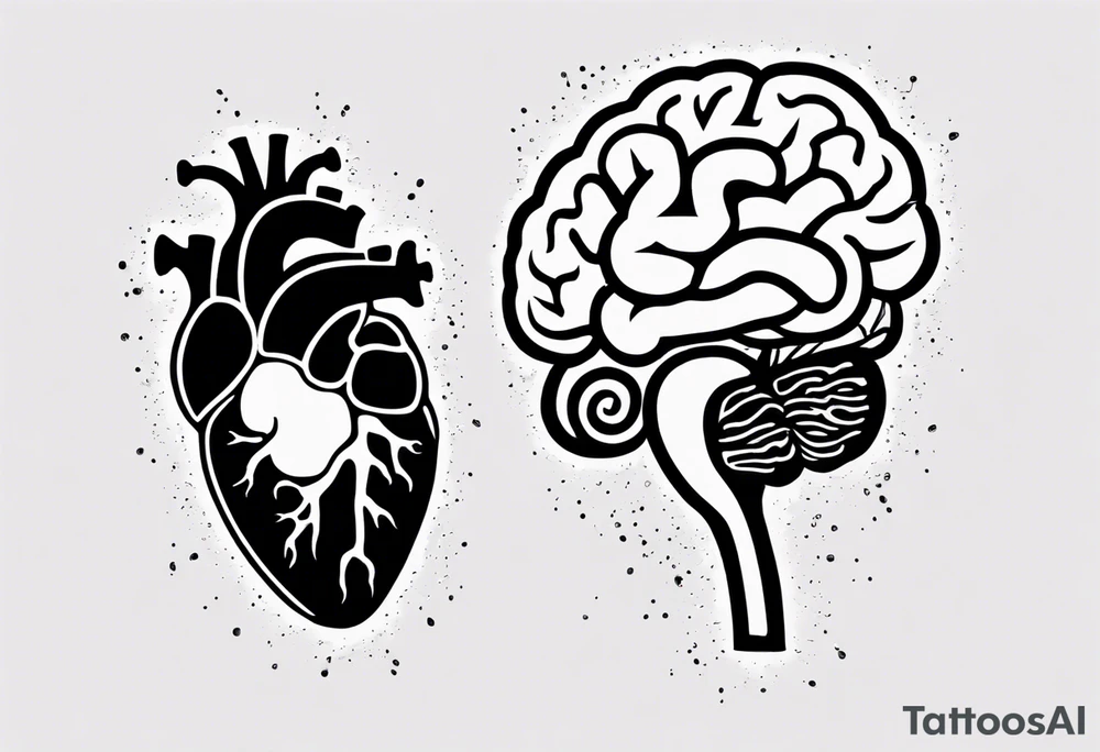 Half a human heart and half a human brain side by side tattoo idea Half a human heart and half a human brain side by side tattoo idea