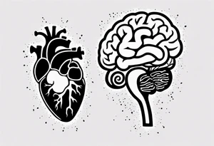 Half a human heart and half a human brain side by side tattoo idea