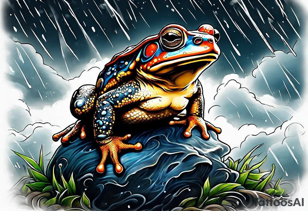 A toad in a thunderstorm tattoo idea