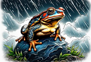 A toad in a thunderstorm tattoo idea