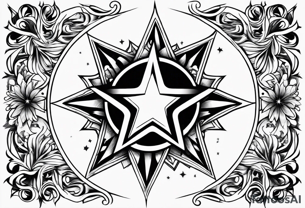 star with border around star tattoo idea