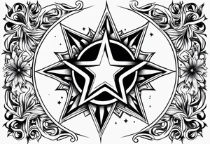 star with border around star tattoo idea