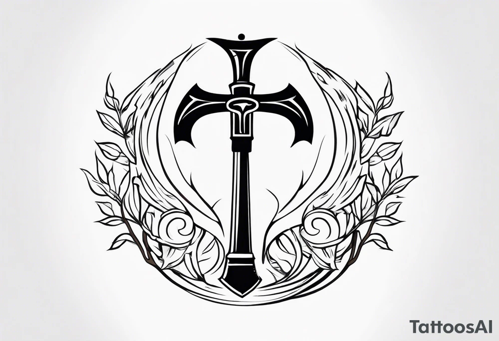 The symbol of Matthias a open Bible and a battle Axe tattoo idea